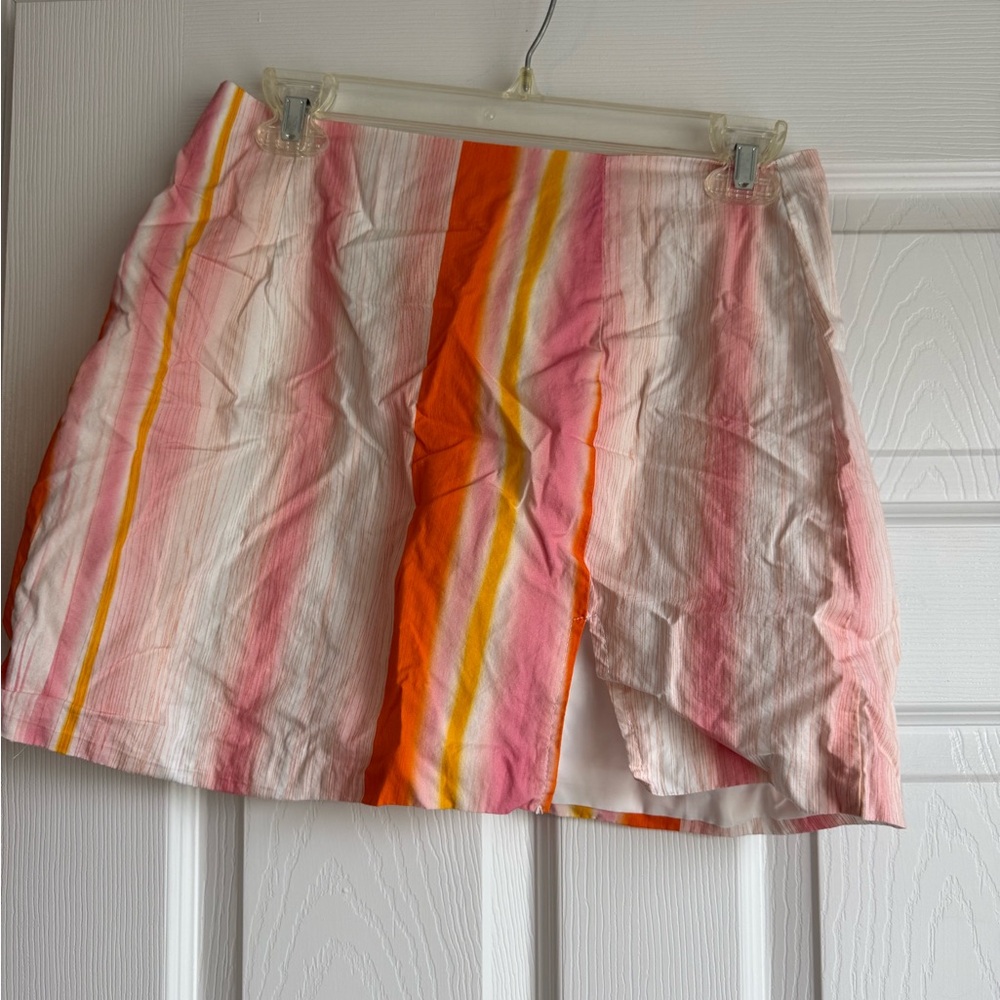 Pink Lily Pink, Orange & Yellow Striped Mini Skirt